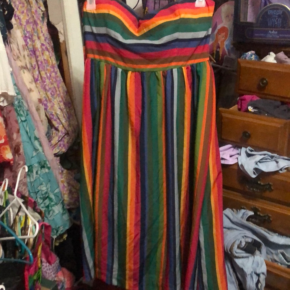 Modcloth Multicolor Striped Backless Dress